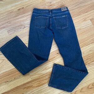 Levis Womens Jeans Sz 8 Tall SF Blue Low Rise Boot Cut Stretch Medium Wash Denim